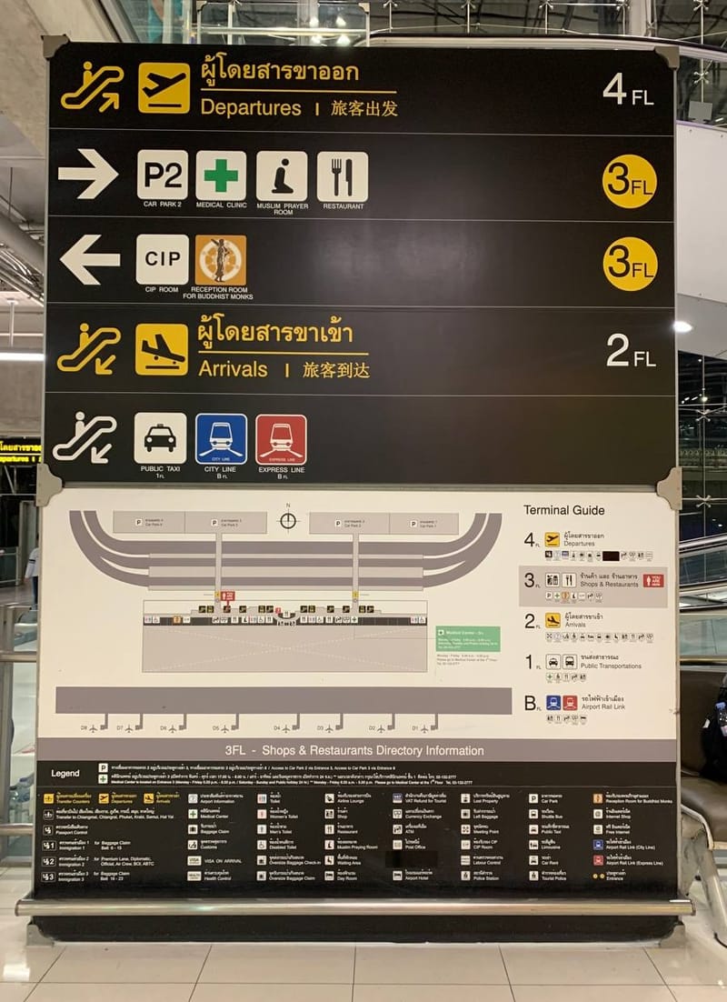 Suvarnabhumi Level 2 floor signage at the customs exit